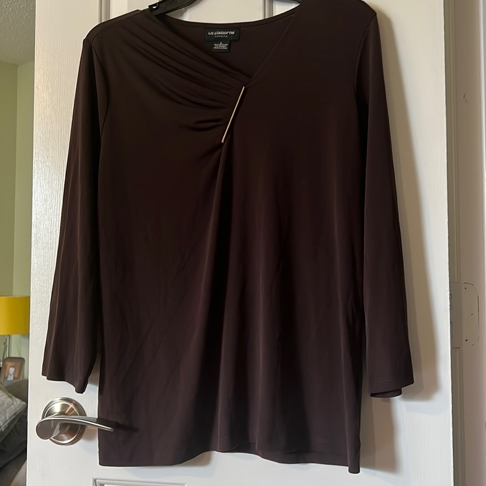 Dark brown Liz Clairborne career top. Size Large